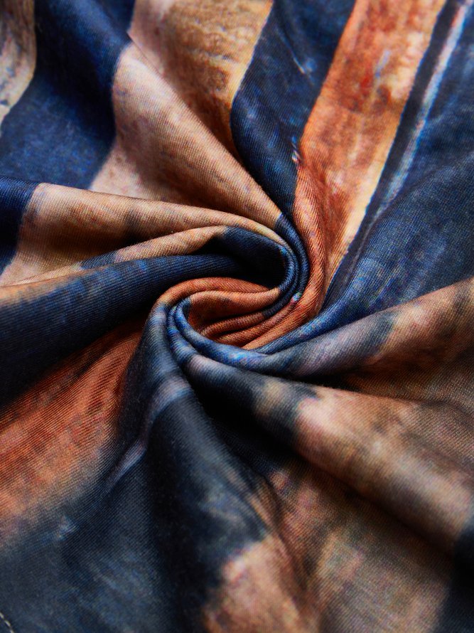 Women's A Line Midi Dress Half Sleeve Line Print Square Neck Elegant Modern