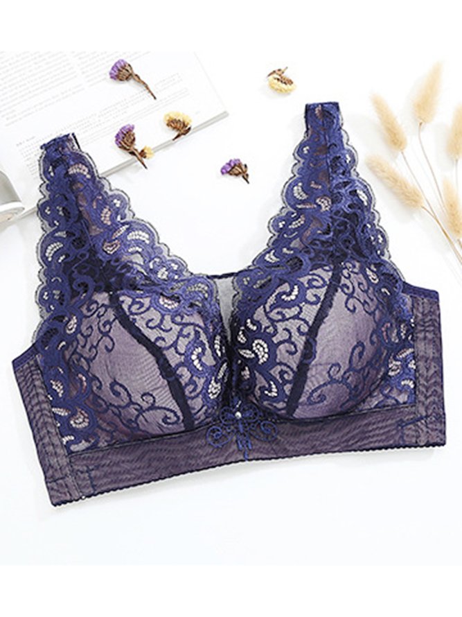 Soft Comfortable Lace Push Up Adjustable Non-Wireless Cotton Bra