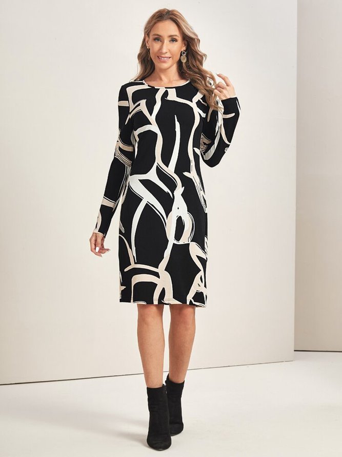 Crew Neck Casual Regular Fit Work Elegant Dress