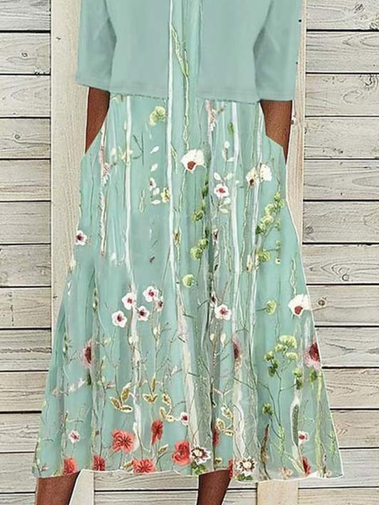 Floral V Neck Casual Two-Piece Set