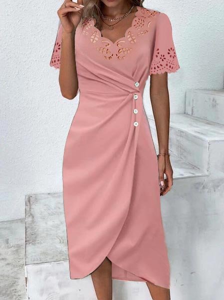 Plain Laser Cut High Elasticity Little Black Dress