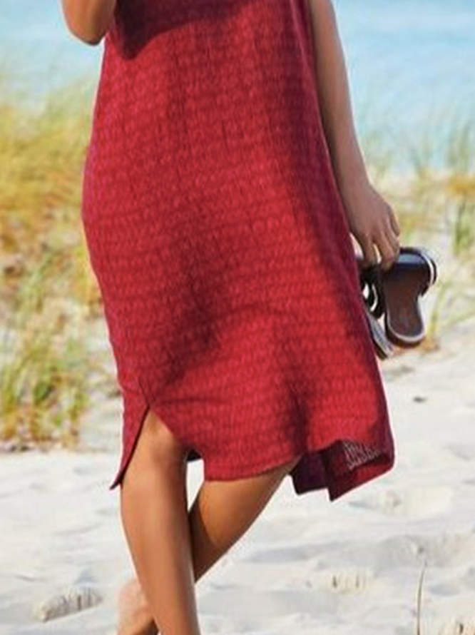 Shift Sweet Floral-Print Crew Neck Weaving Dress