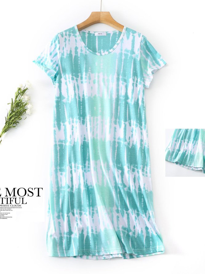 Breathable Comfortable Tie-Dye Loose Casual Nightdress