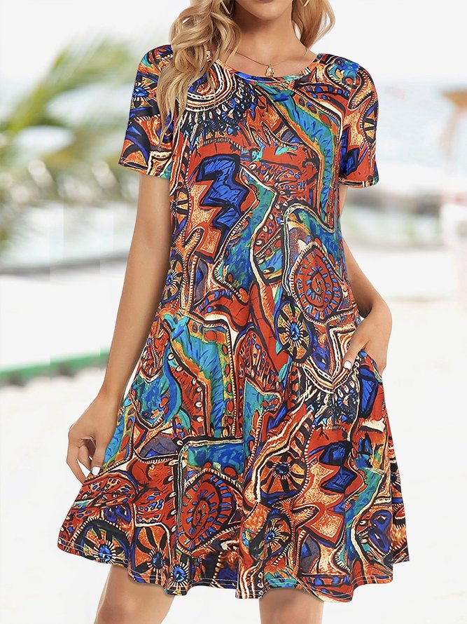 Loose Painting Vacation Dress