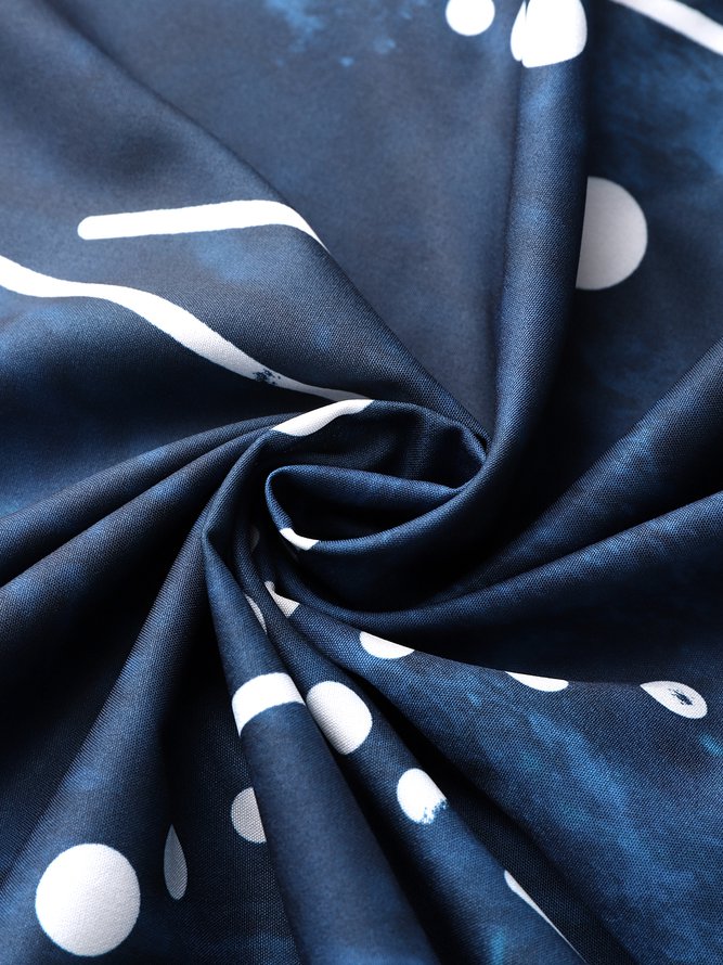 Round Neck Pockets Geometric Vacation Casual Midi Dress