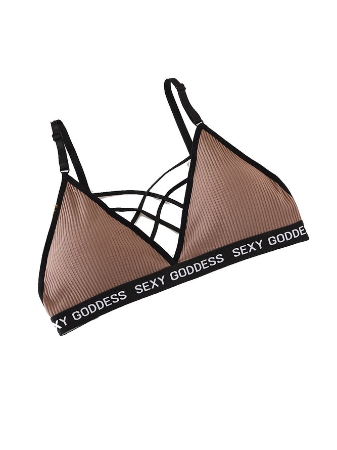 Cotton Text Letters Bra & Bralette