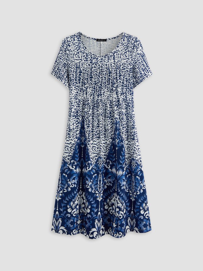 Vacation Round Neck Tribal Short Sleeve women Dress