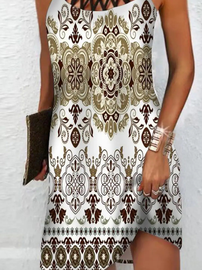 Casual Halter Ethnic Loose Dress