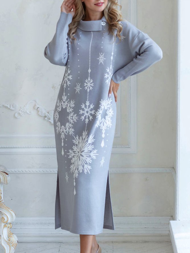 Shawl Collar Loose Casual Dress