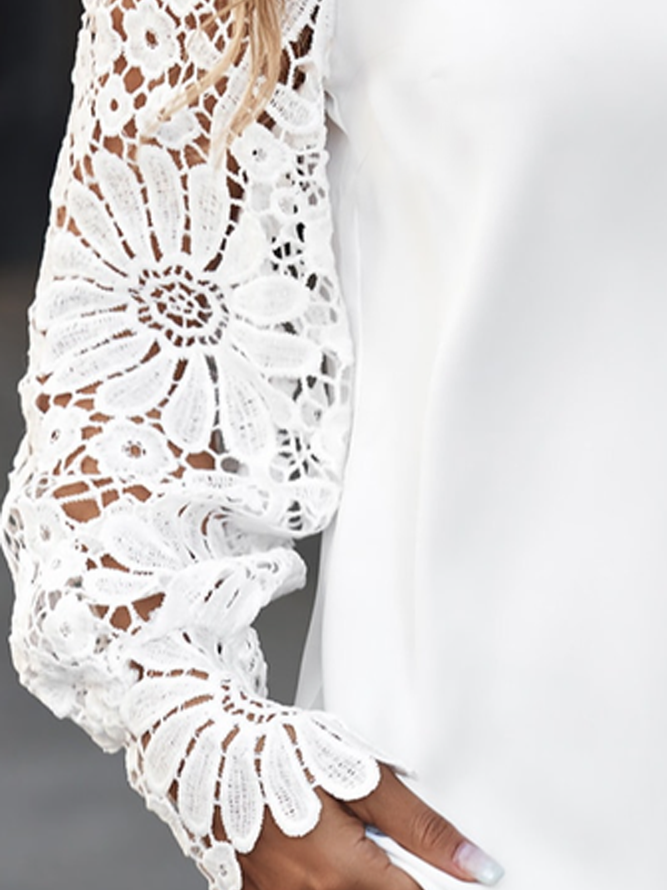 Loose Casual Half Open Collar Lace Dress