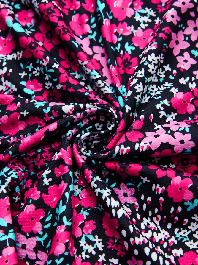 Regular Fit Crew Neck Floral Knee Prom Dress