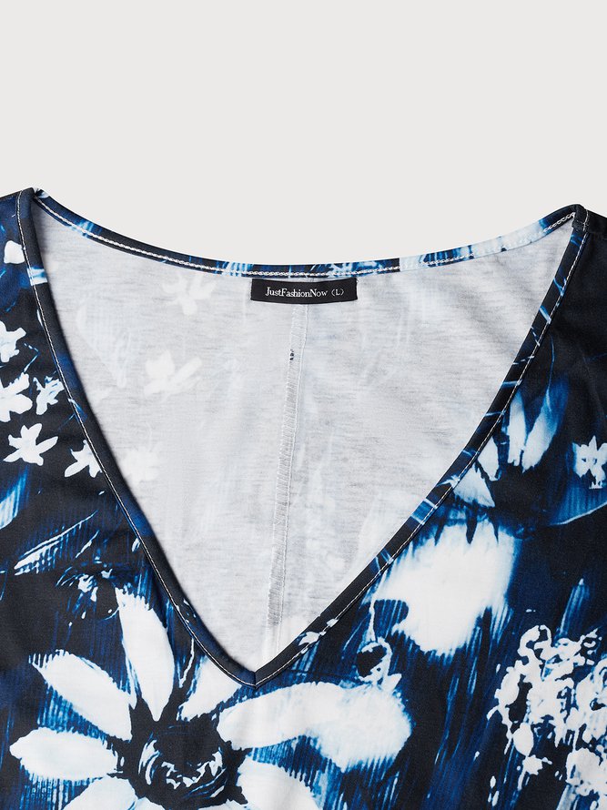 Floral Casual V Neck Dress