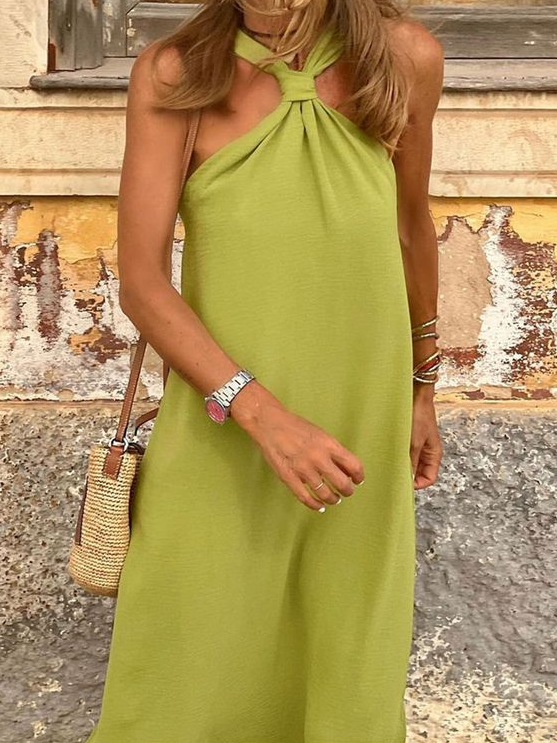 Halter Plain Casual Loose Summer Dress