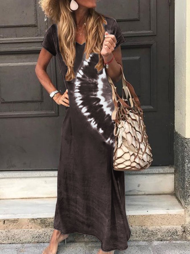 Ombre/tie-Dye Short Sleeve Knitting Dress