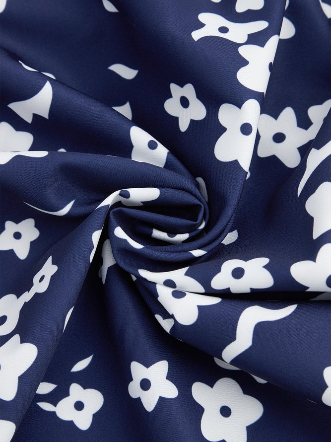 Ditsy Floral Round Neck Casual Midi Dress