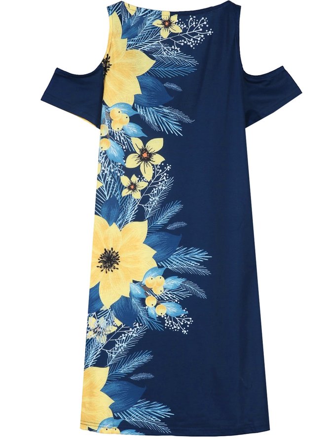 Elegant Floral V Neck Regular Fit Dress