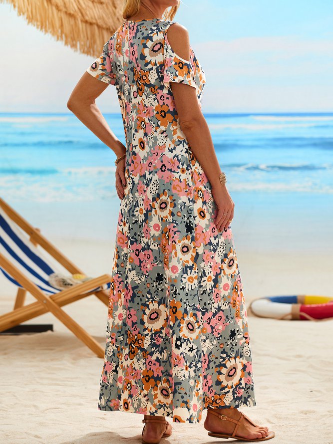 Floral Vacation Short Sleeve Knit Dress