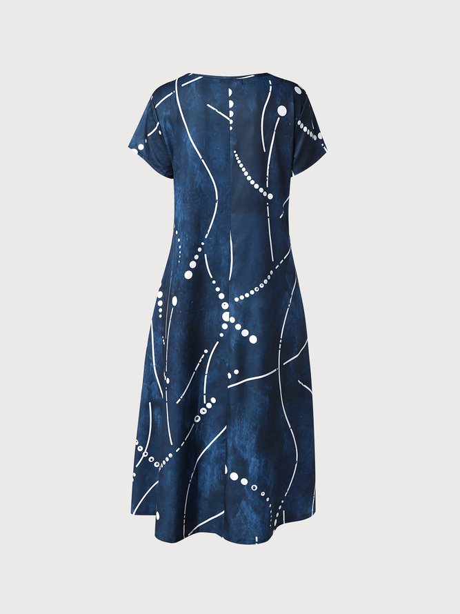 Pockets Short Sleeve Woven Dress