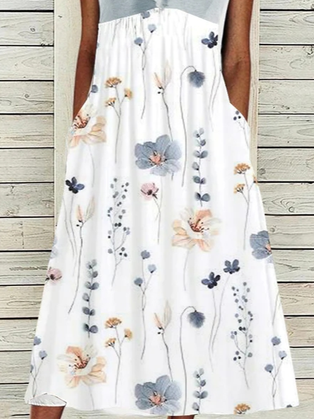 Flouncing V Neck Casual Floral Summer Dress