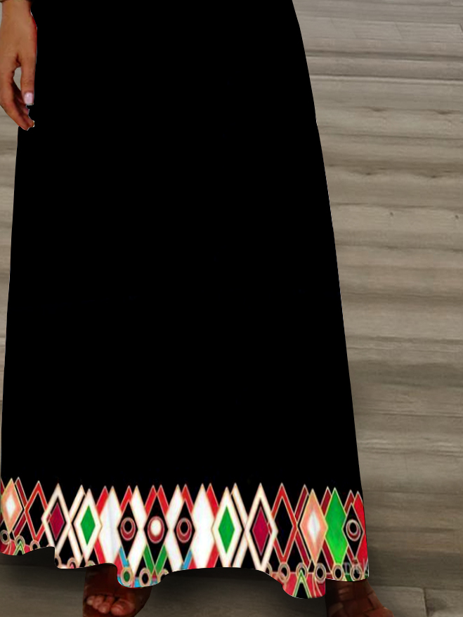 Casual V Neck Loose Ethnic Dress