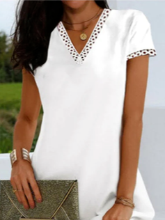 V Neck Casual Plain Dress