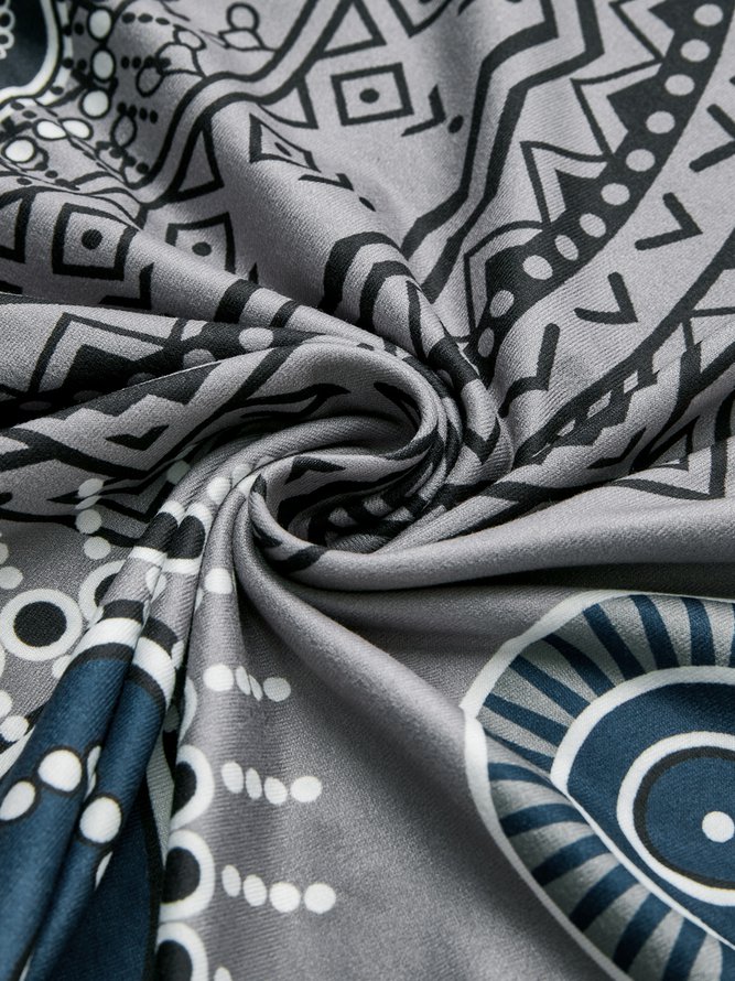 V Neck Loose Ethnic Midi Dress