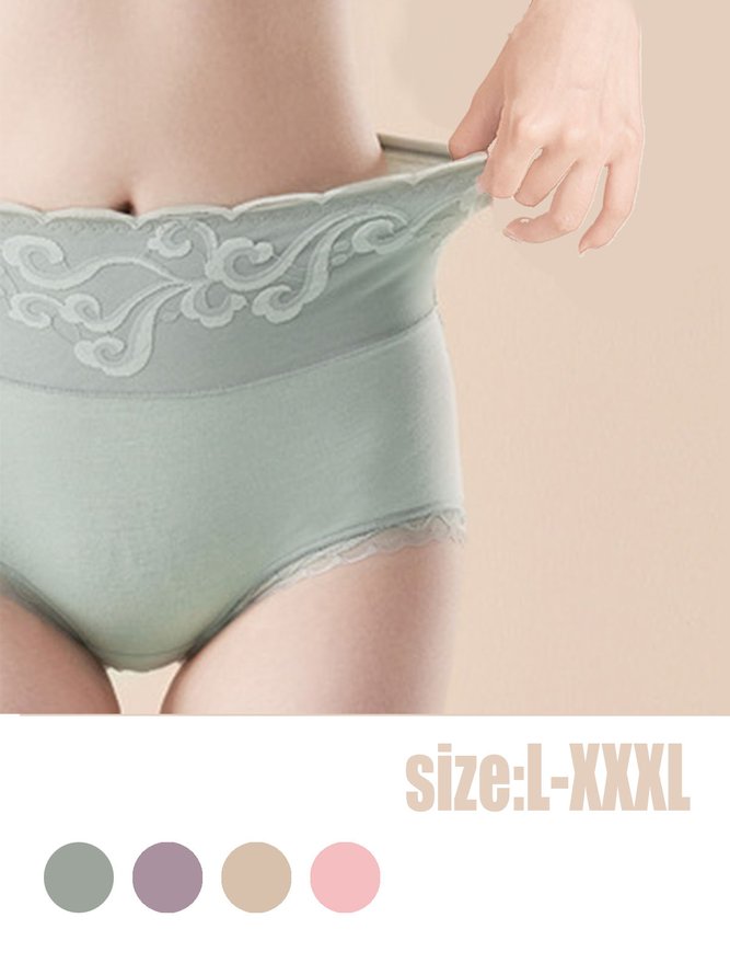 Breathable Lace Cotton High-Rise Briefs