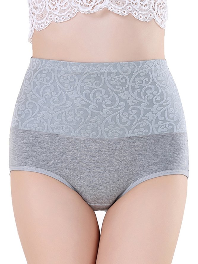 Jacquard Cotton Breathable High Waist Briefs