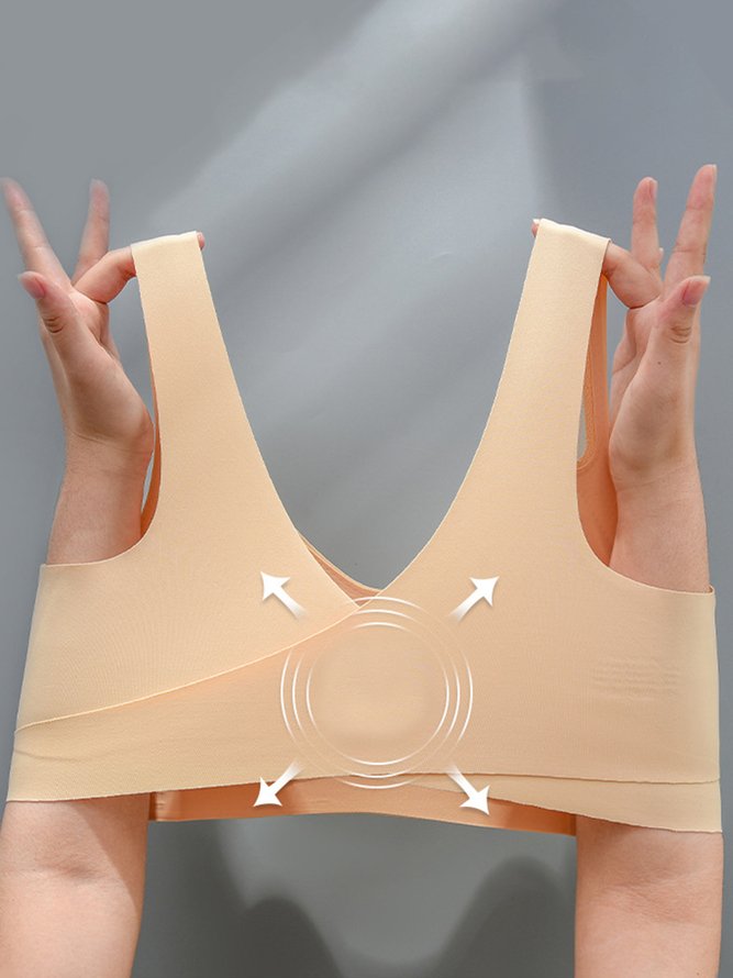 Seamless Push Up Side Button Wireless Bra Plus Size