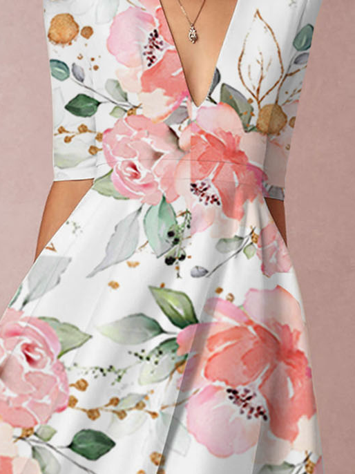 Woman Floral Elegant Gown Loose Elegant Dress