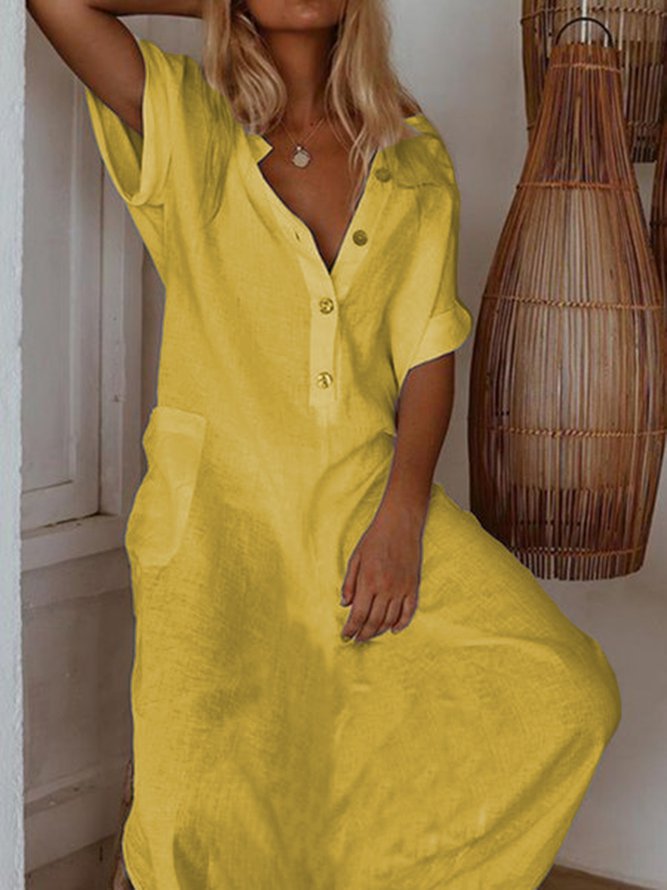 Short Sleeve Casual Weaving Dress