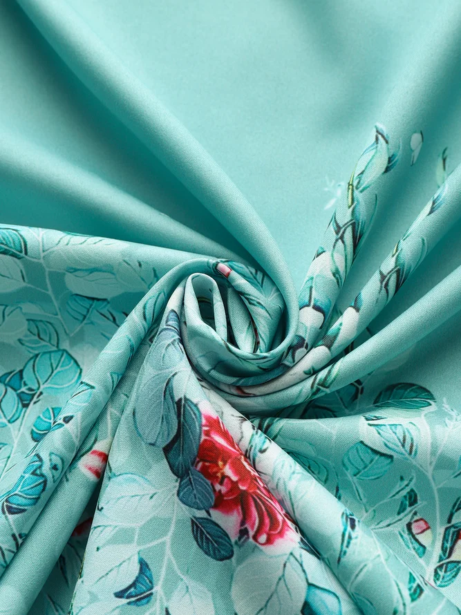 V Neck Floral Casual Midi Dress