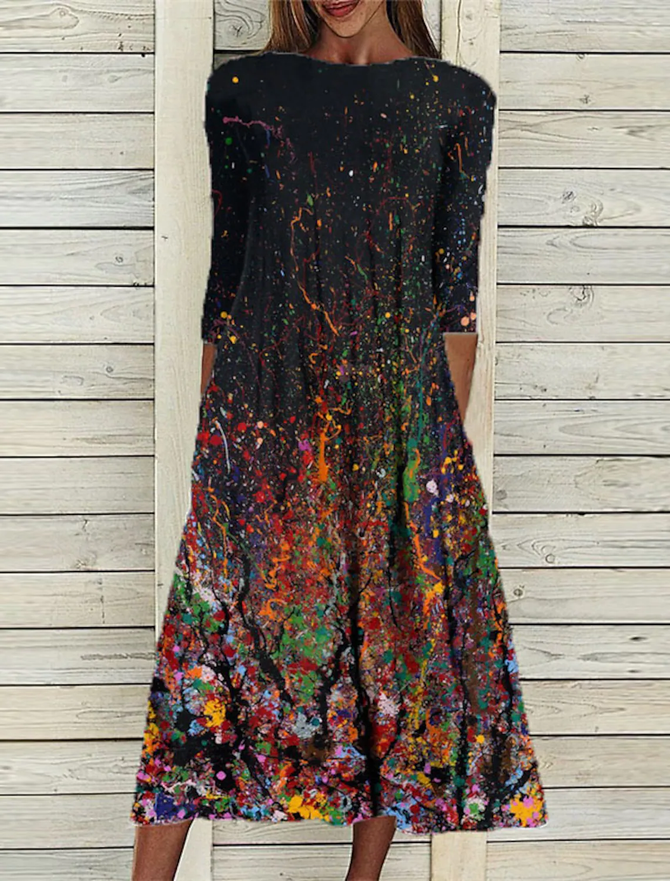 Crew Neck Casual Ombre Autumn Natural Daily Dress