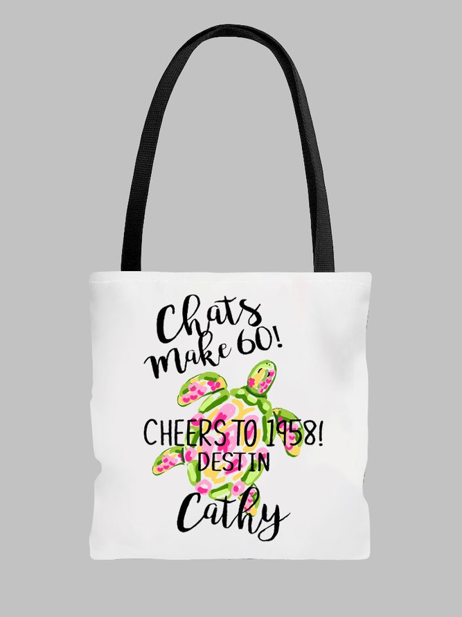 Alphabet Sea Turtle Linen Canvas Tote Shoulder Eco-Friendly Biodegradable