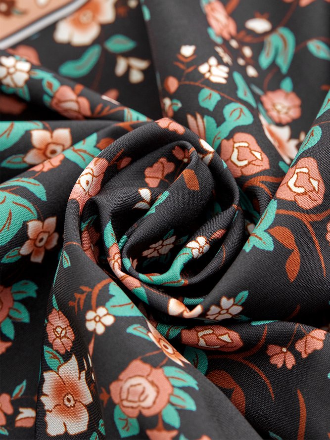 V Neck Casual Floral Weaving Dress