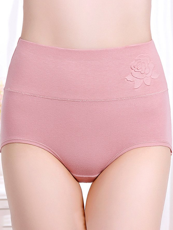 Embossed Cotton High Waist Tummy Control Briefs