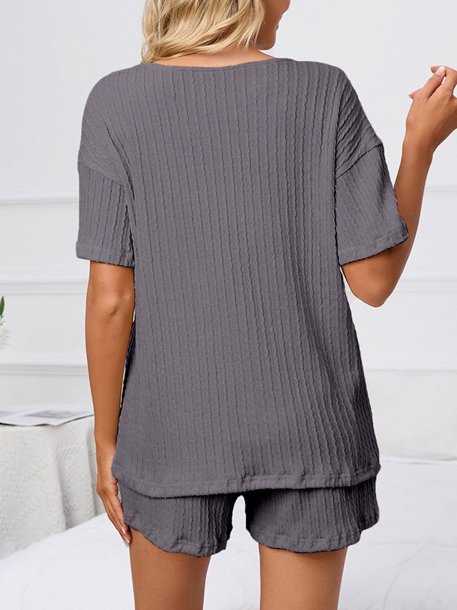 Breathable Comfortable Casual Loose Jacquard Pajama Set
