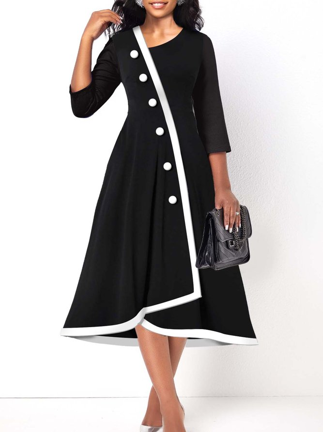 Buttoned Urban Plain Regular Fit Dress
