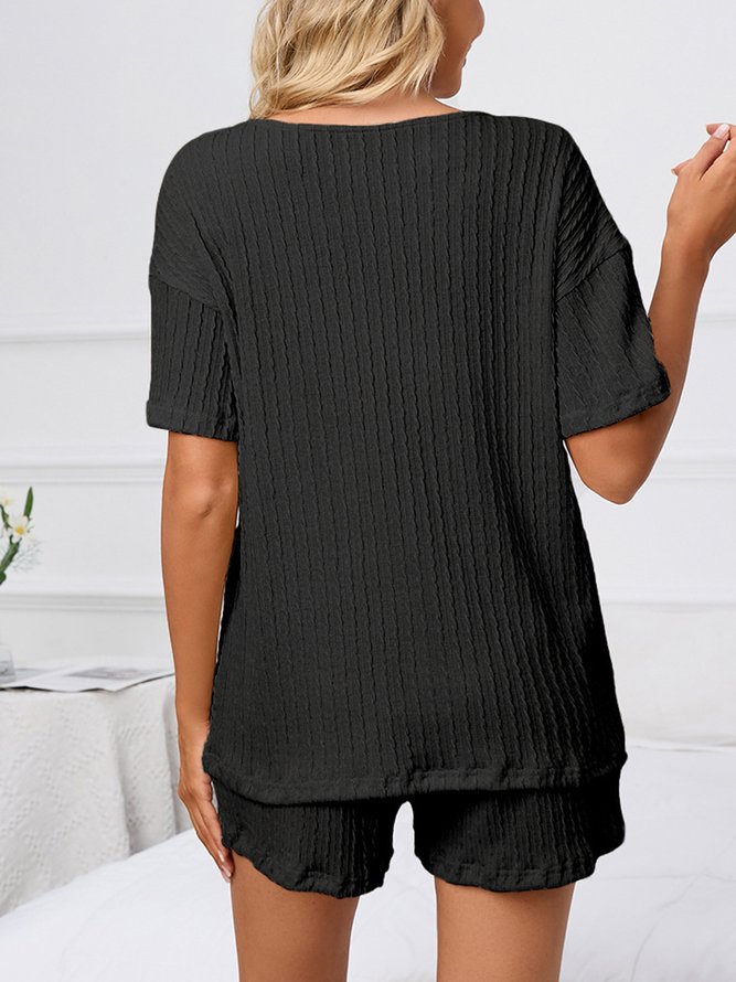 Breathable Comfortable Casual Loose Jacquard Pajama Set