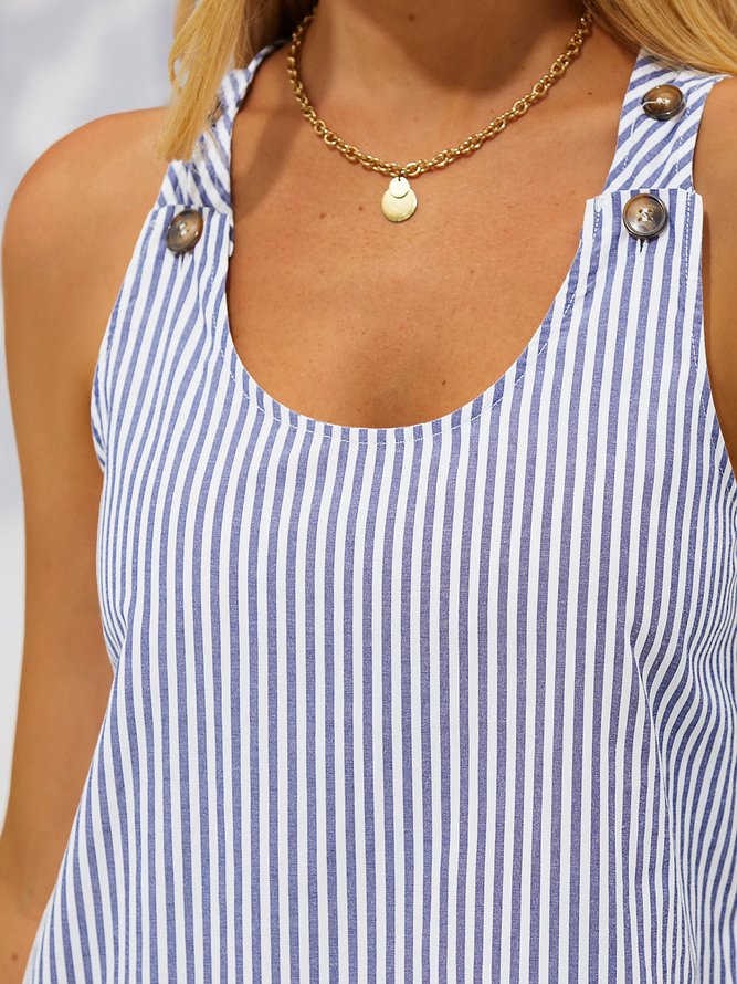 Crew Neck Women Weaving Dress Shift Daily Boho Pockets Striped Weaving Dress