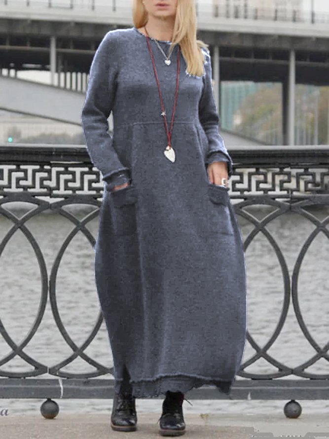 Plain Cowl Neck Loosen Fall Dresseswomen's Clothing