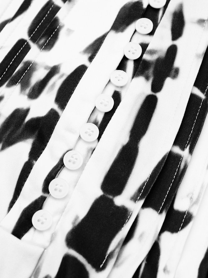 V Neck Geometric Casual Autumn Natural Daily A-Line Dress