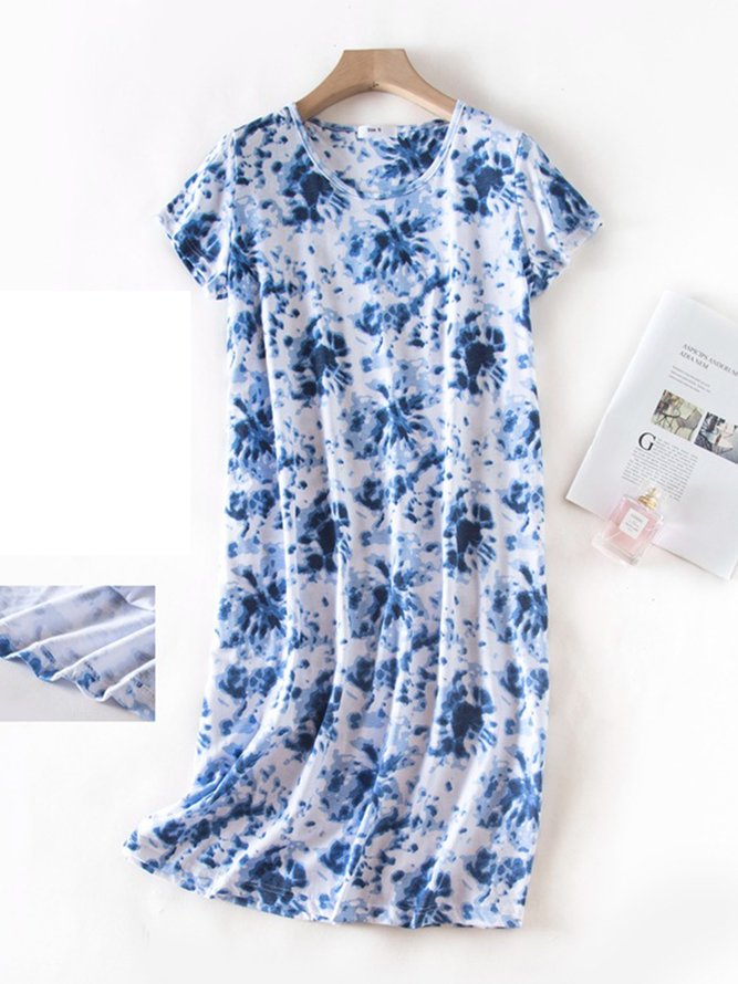 Breathable Comfortable Tie-Dye Loose Casual Nightdress