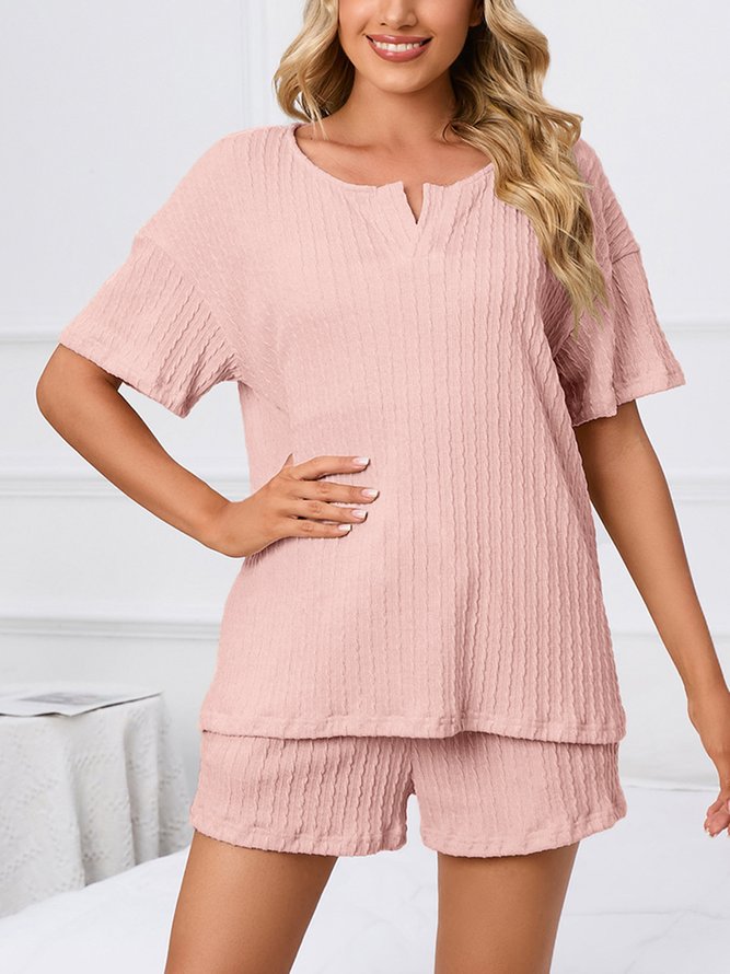 Breathable Comfortable Casual Loose Jacquard Pajama Set