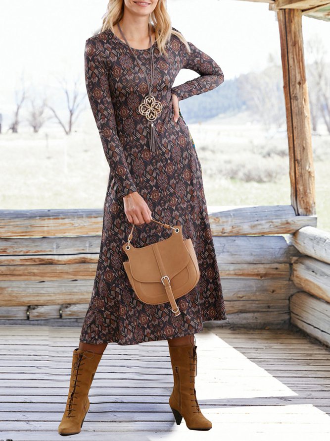 Ethnic Crew Neck Dress
