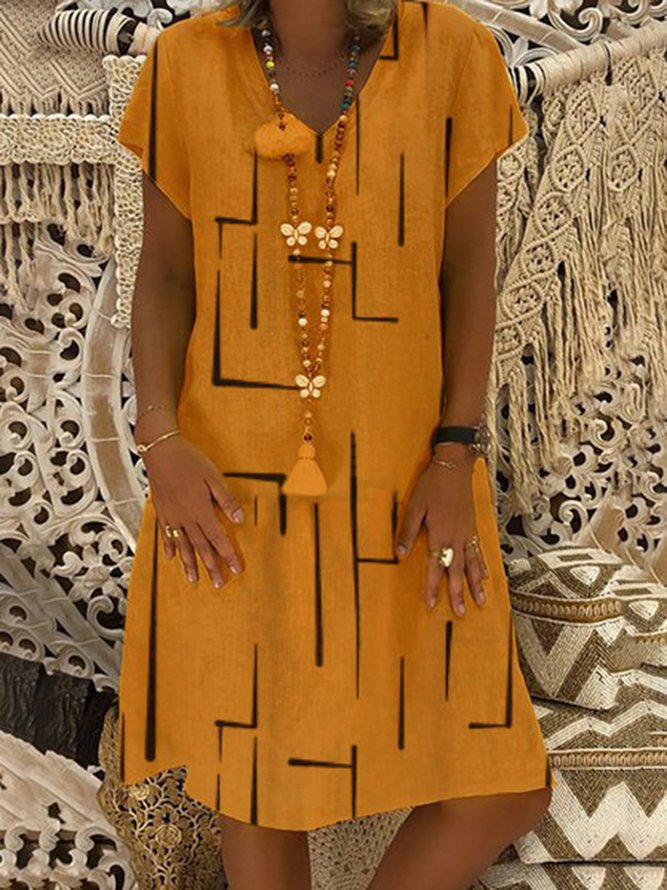 Short Sleeve Solid Casual Shift Knitting Dress