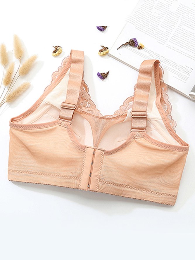 Soft Comfortable Lace Push Up Adjustable Non-Wireless Cotton Bra