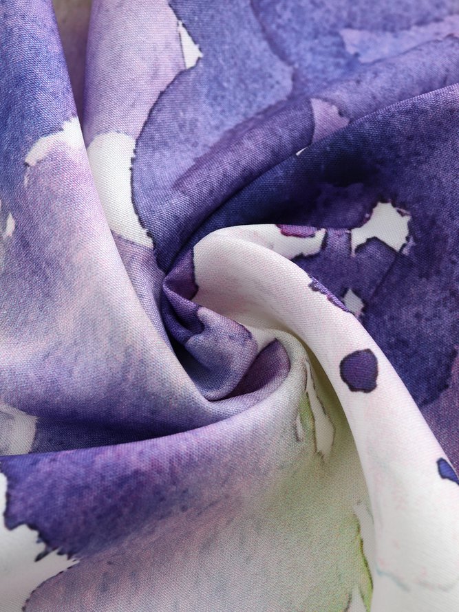 Round Neck Floral Casual Dress & Cardigan