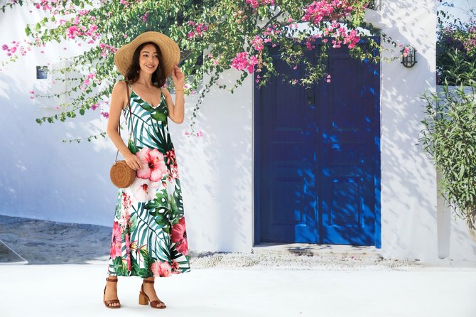 V Neck Casual Floral Loose Dress