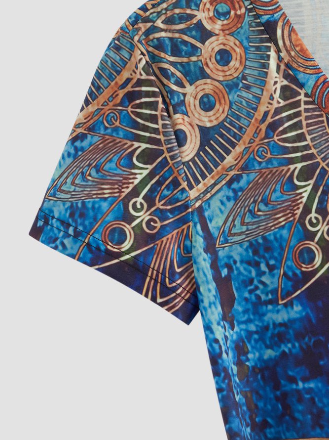 V Neck Tribal Vacation Maxi Dress